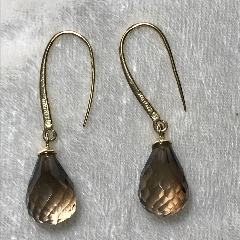 14K Smoky Quartz Drop Earrings